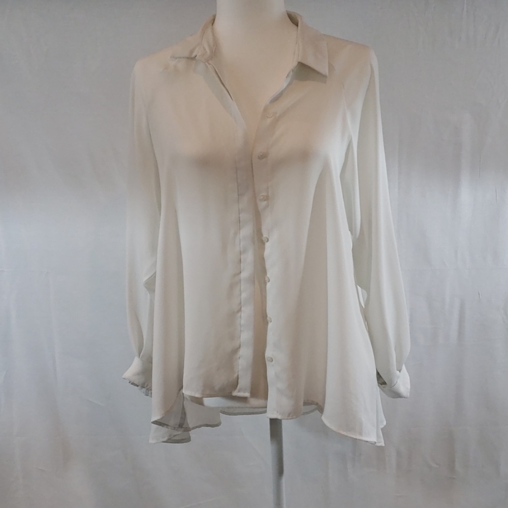Double Standard  Sheer Button Top